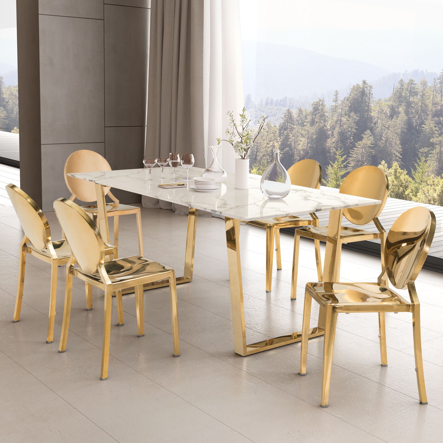 Atlas - Dining Table - White / Gold