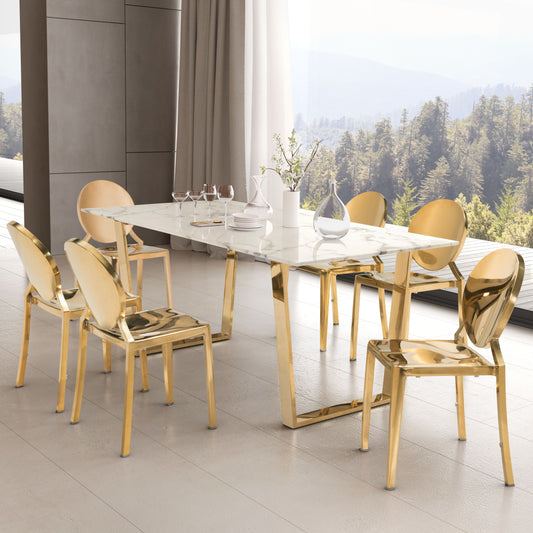 Atlas - Dining Table - White / Gold