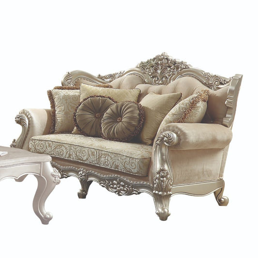 Bently - Loveseat With 5 Pillows Same Lv01580) - Fabric & Champagne