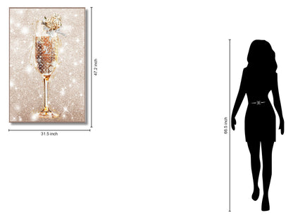 Rose Gold Bubbly With Rocks Framed - Beige