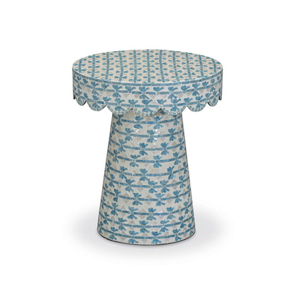Lady - Capiz Shell Round Side Table - Blue Ribbon