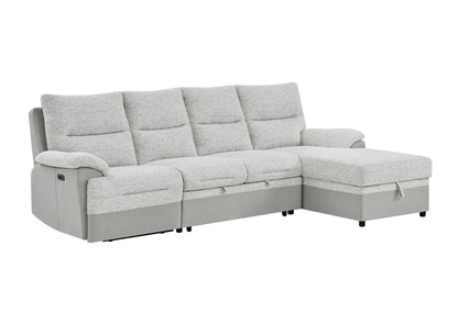 U3822 - Sectional With Pull Out Bed And USB - Light Gray