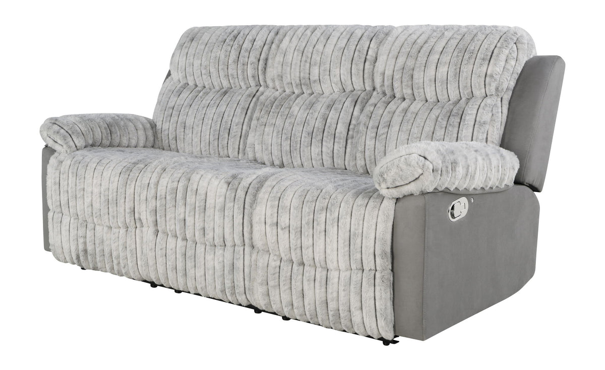 Plush - Reclining Sofa With Table And LED Belt - Gray