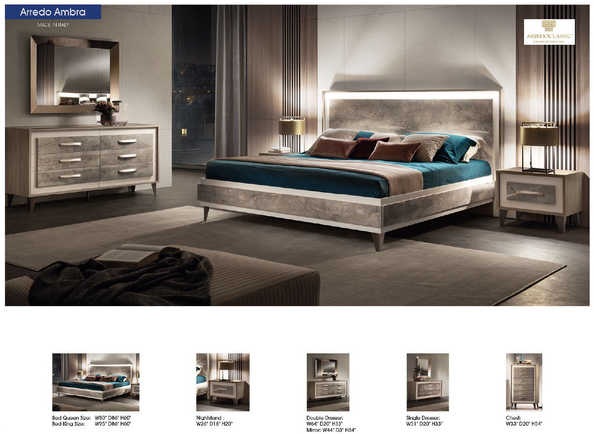 ArredoAmbra - Bed With Wooden Headboard
