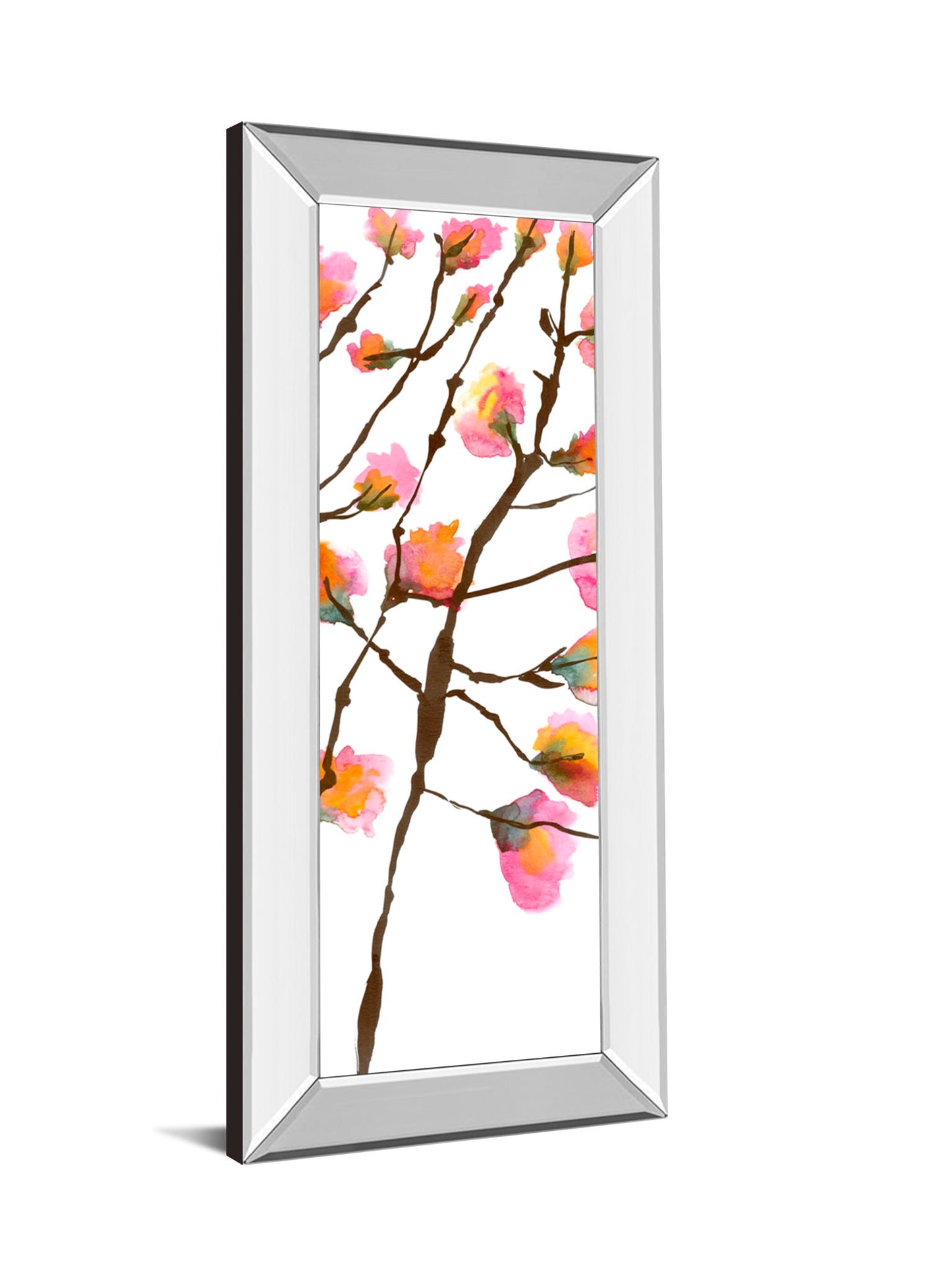 Inky Blossoms Il By Deborah Velasquez - Mirror Framed Print Wall Art - Pink