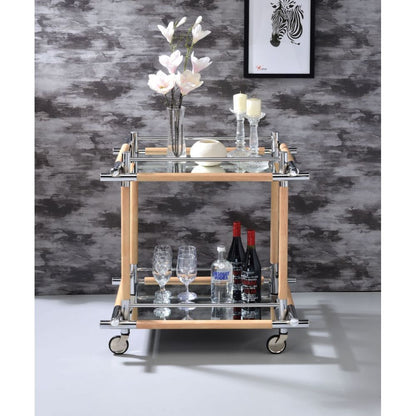 Mylandra - Serving Cart - Chrome, Natural & Mirror