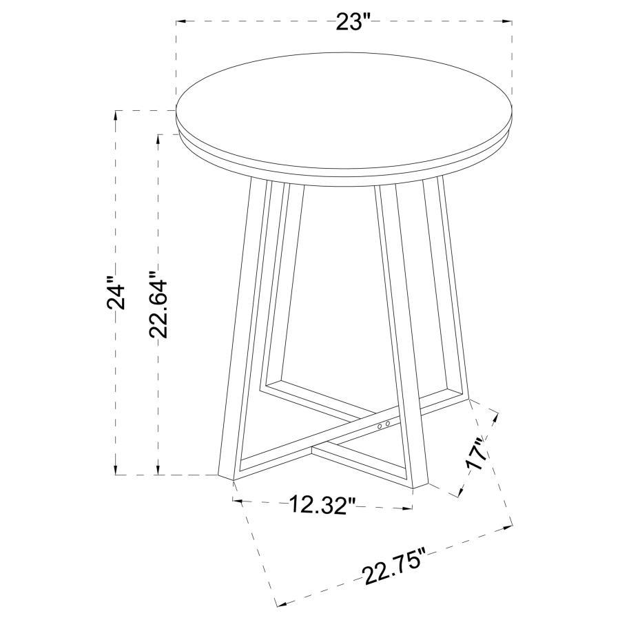 Hugo - Metal Base Round End Table - White And Matte Black