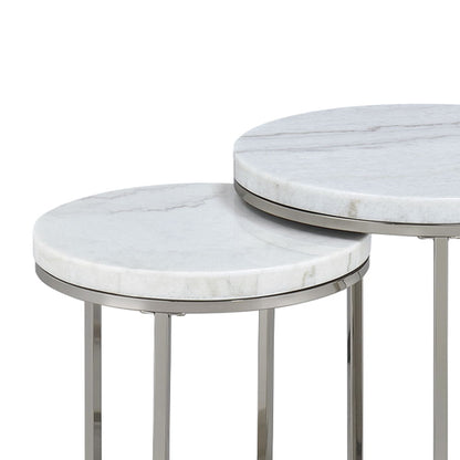 Zaidee - Nesting Table Set - Marble Top & Nickel