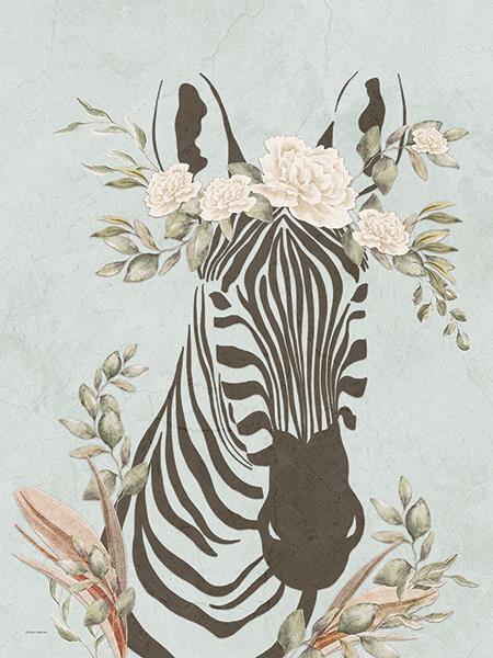 Safari Zebra Dreaming By Yass Naffas Designs (Framed) - Light Blue