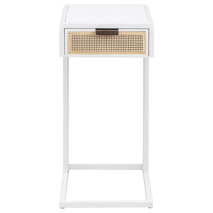 Amherst - 1-Drawer Radio Weave Cane Metal Side Table