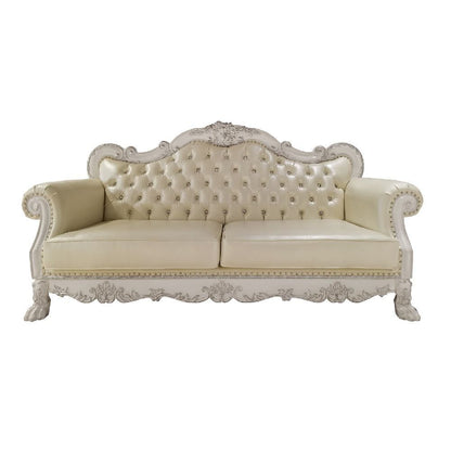 Dresden Sofa - PU & Bone White Finish