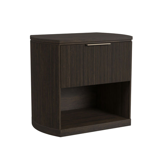 Sylvie - 1-Drawer Nightstand With Touch Light LED - Dark Brown