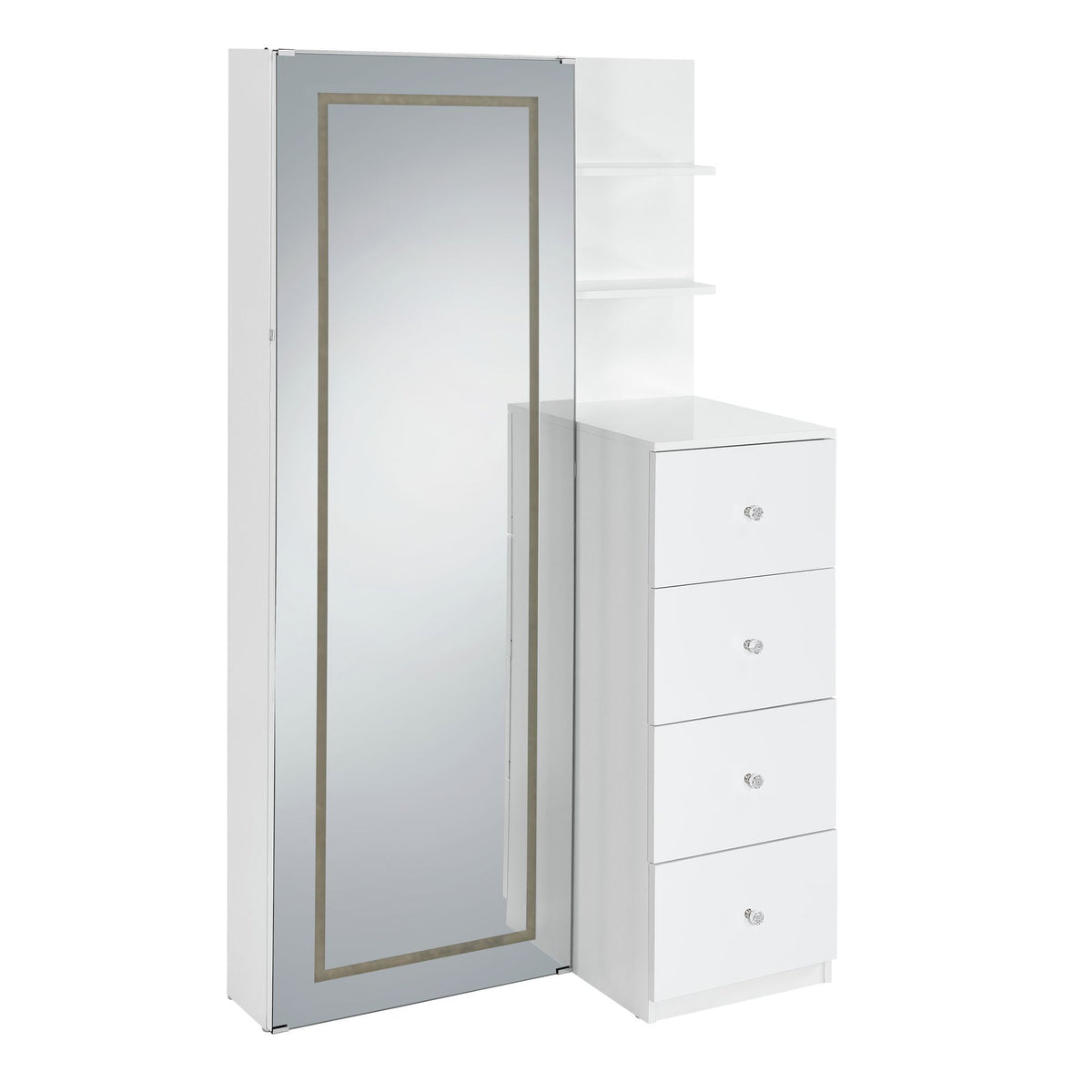 Vancouver - Floor Mirror With Storage - White