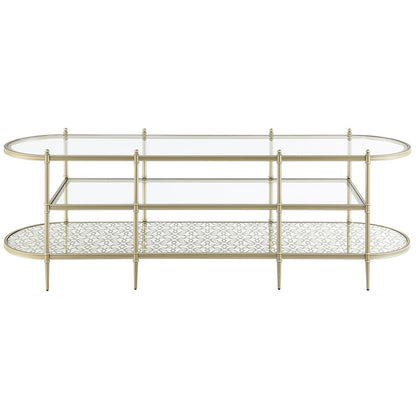 Zaba - TV Stand - Glass Top & Champagne