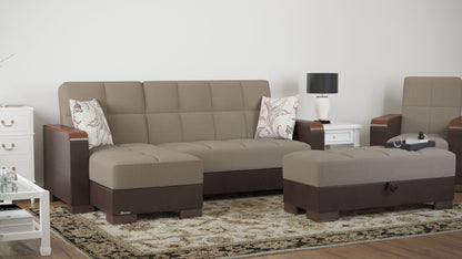 Ottomanson Armada X - Upholstered Convertible Wood Trimmed Ottoman With Storage