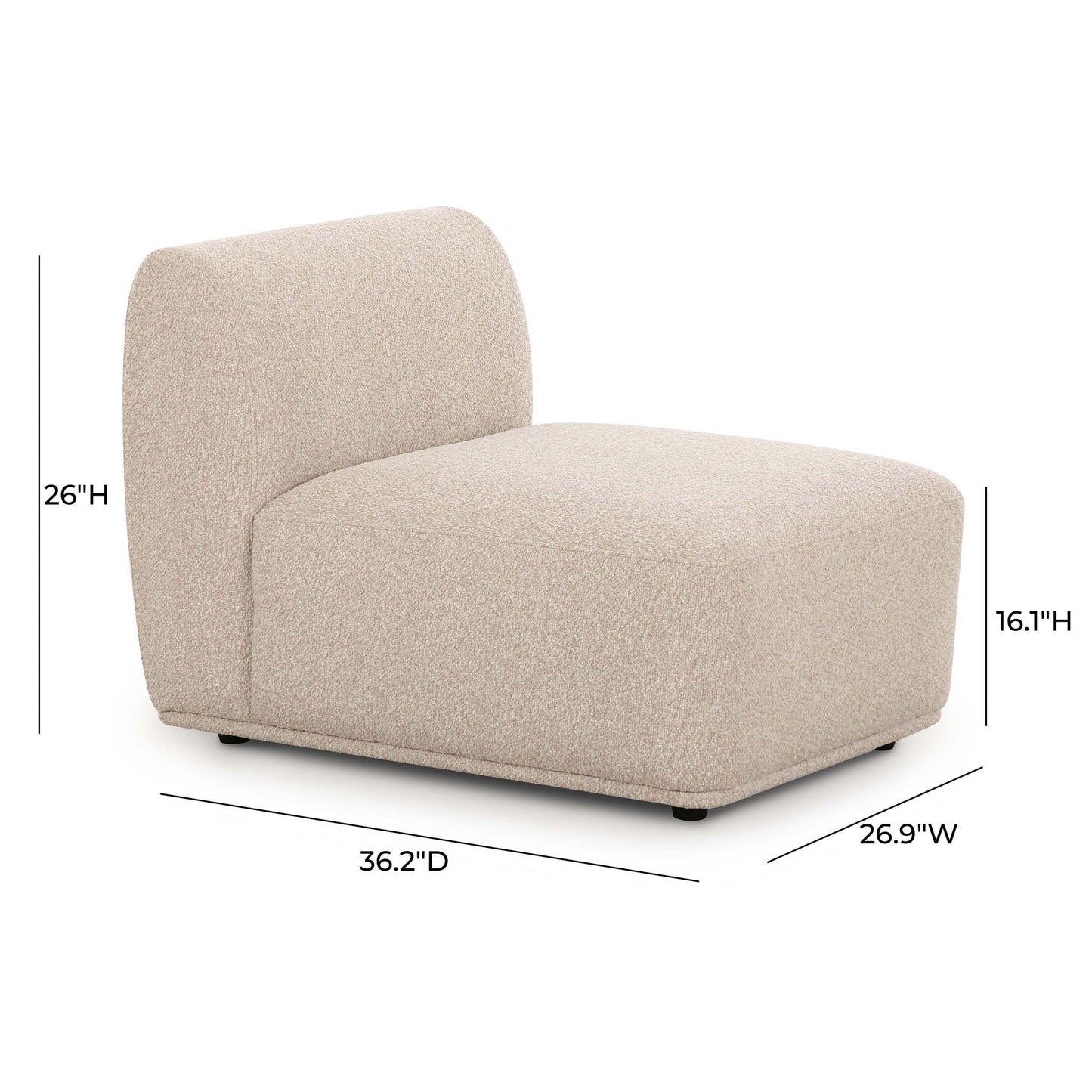 Sylvie - Armless 1-Seater - Cream