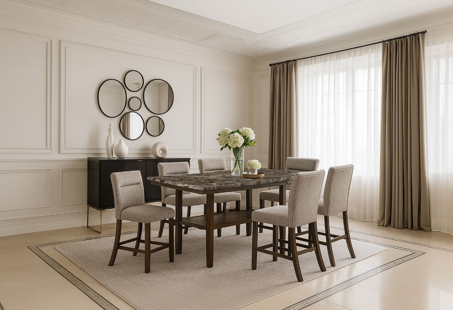 D4355 - 9 Piece Dining Room Set (Bar Table With 8 Bar Stools) - Dark Brown