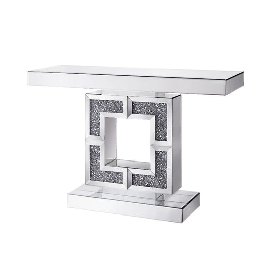 Noralie - Rectangular Console Table - Mirrored & Faux Diamonds