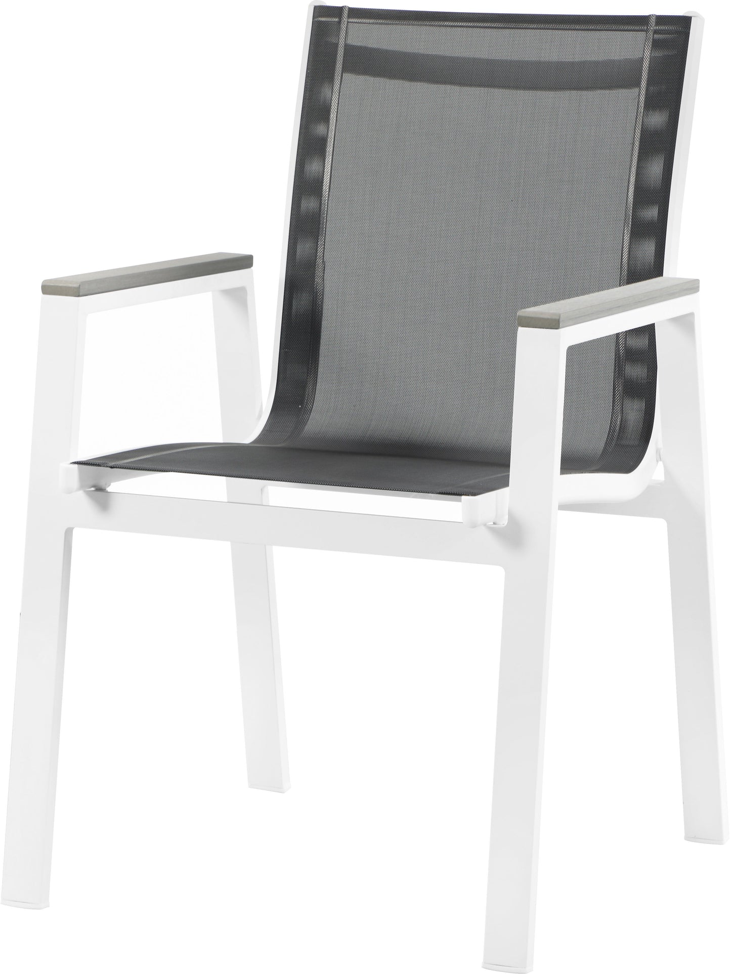 Nizuc - Outdoor Patio Dining Arm Chair With White Frame And Gray Arms (Set of 2)
