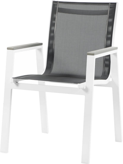 Nizuc - Outdoor Patio Dining Arm Chair With White Frame And Gray Arms (Set of 2)