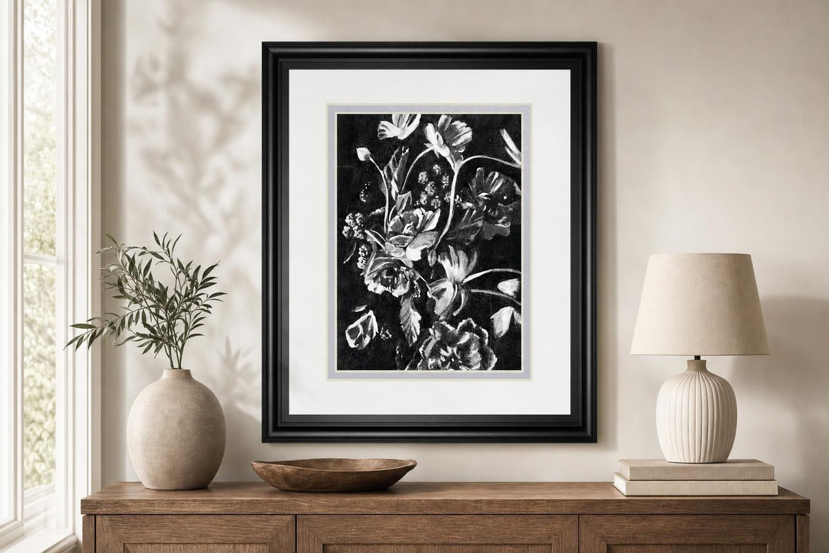 34x40 Enchanted Bloom I By Annie Warren - Black