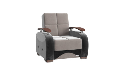 Ottomanson Yafah - Upholstered Convertible Armchair With Storage - Gray