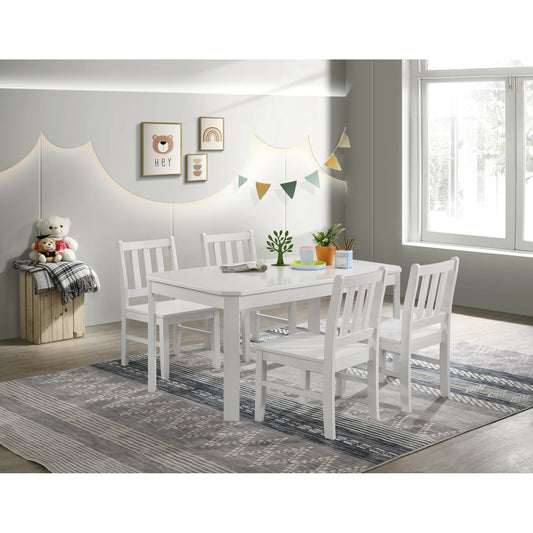 Travis Youth - 5 Piece Dining Set With Table And 4 Chairs - White