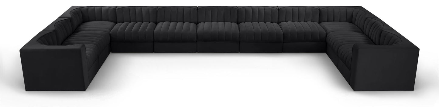 Rummi - Velvet Performance Fabric Upholstered 11 Piece Modular Sectional