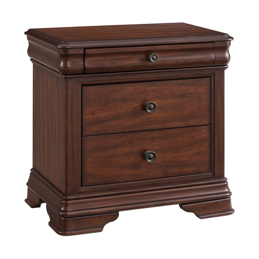 Phillipe - 3-Drawer Nightstand With USB - Cherry