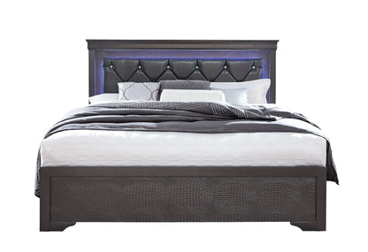 Pompei - King Bed With LED - Metallic Gray