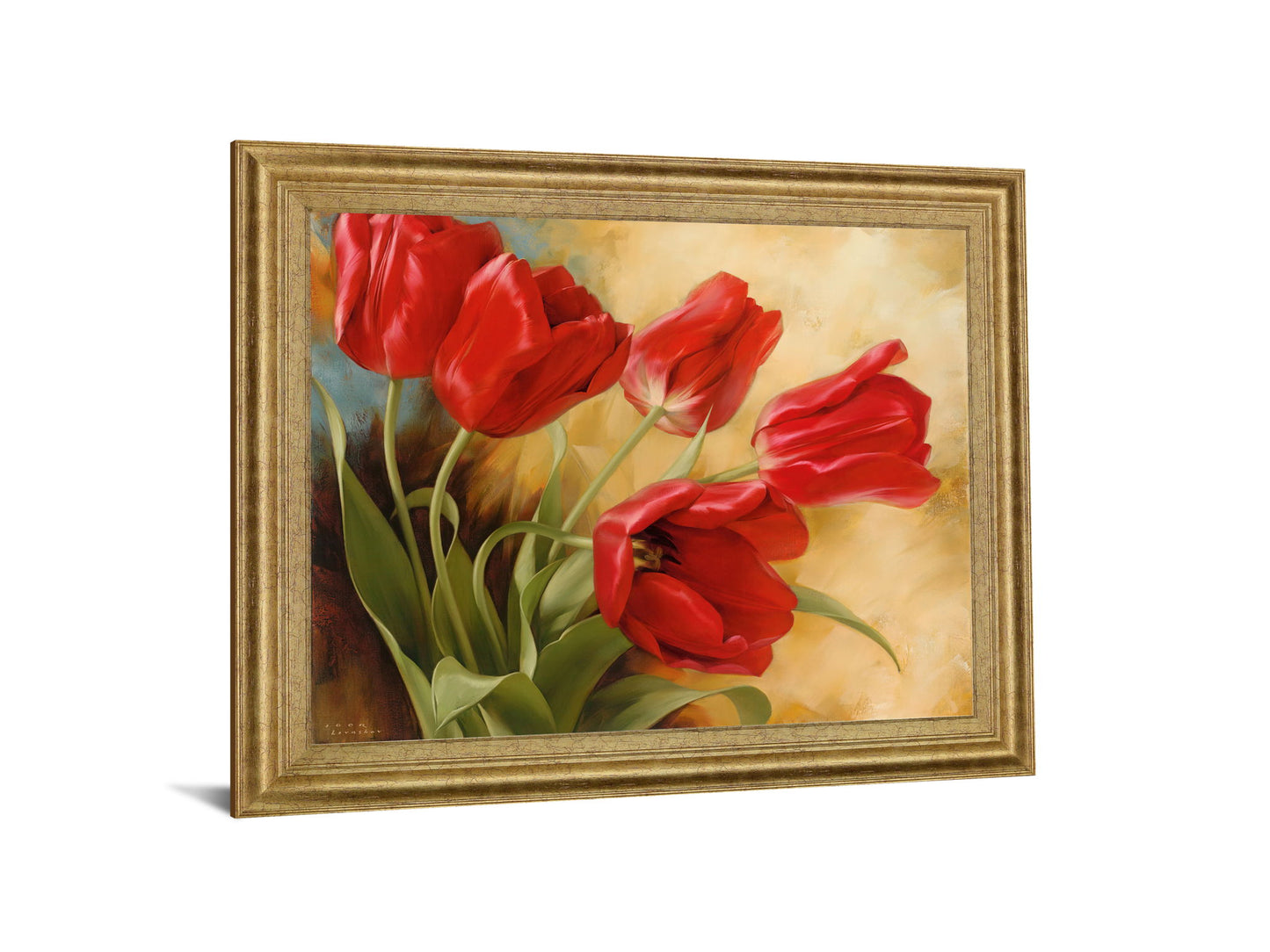 Scarlet Tulip Whirl - 28" x 34" Framed Wall Art