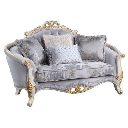 Galelvith - Loveseat With 4 Pillows - Gray Fabric