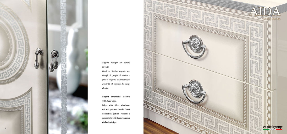 Aida - Nightstand - White / Silver