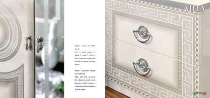 Aida - Nightstand - White / Silver