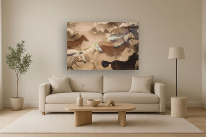 Tempered Glass With Foil - Wild Horses - Light Brown