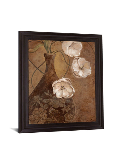 Floral Sepia Elegance - 28" x 34" Framed Wall Art - Dark Brown