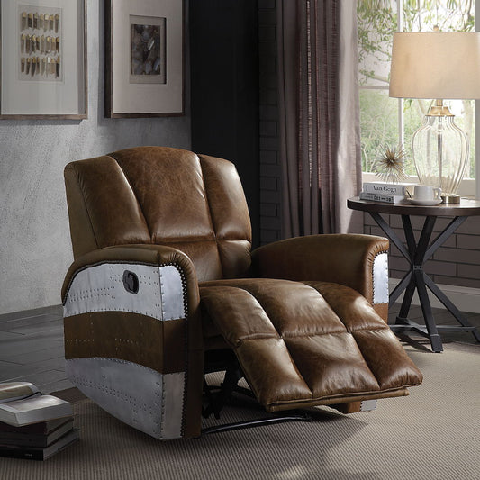 Brancaster - Power Motion Recliner - Retro Brown Top Grain Leather & Aluminum