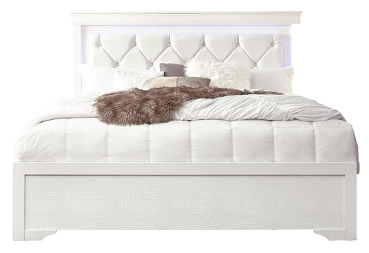 Pompei - King Bed With LED - White