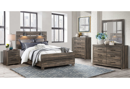 Linwood - 5 Piece King Bedroom Set With Lamps - Dark Oak