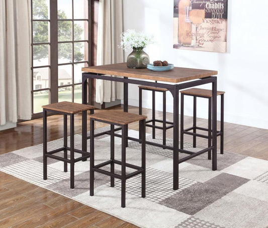 Santana - 5 Piece Pub Height Bar Table Set - Weathered Chestnut