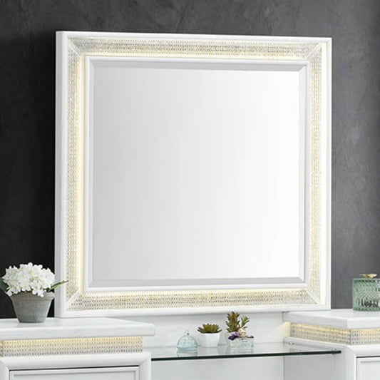 Reflections - Vanity Mirror - Pearl White & Rhinestone