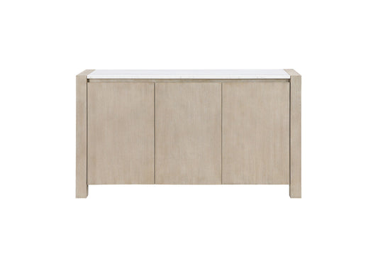 D1321 - Buffet With Real Marble Top - Natural / White