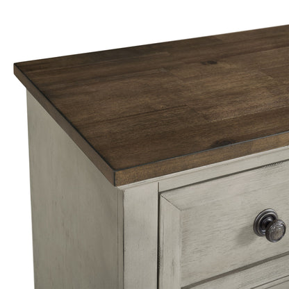 Farmington - 2 Drawer Nightstand With USB - Medium Brown / Washed Stone