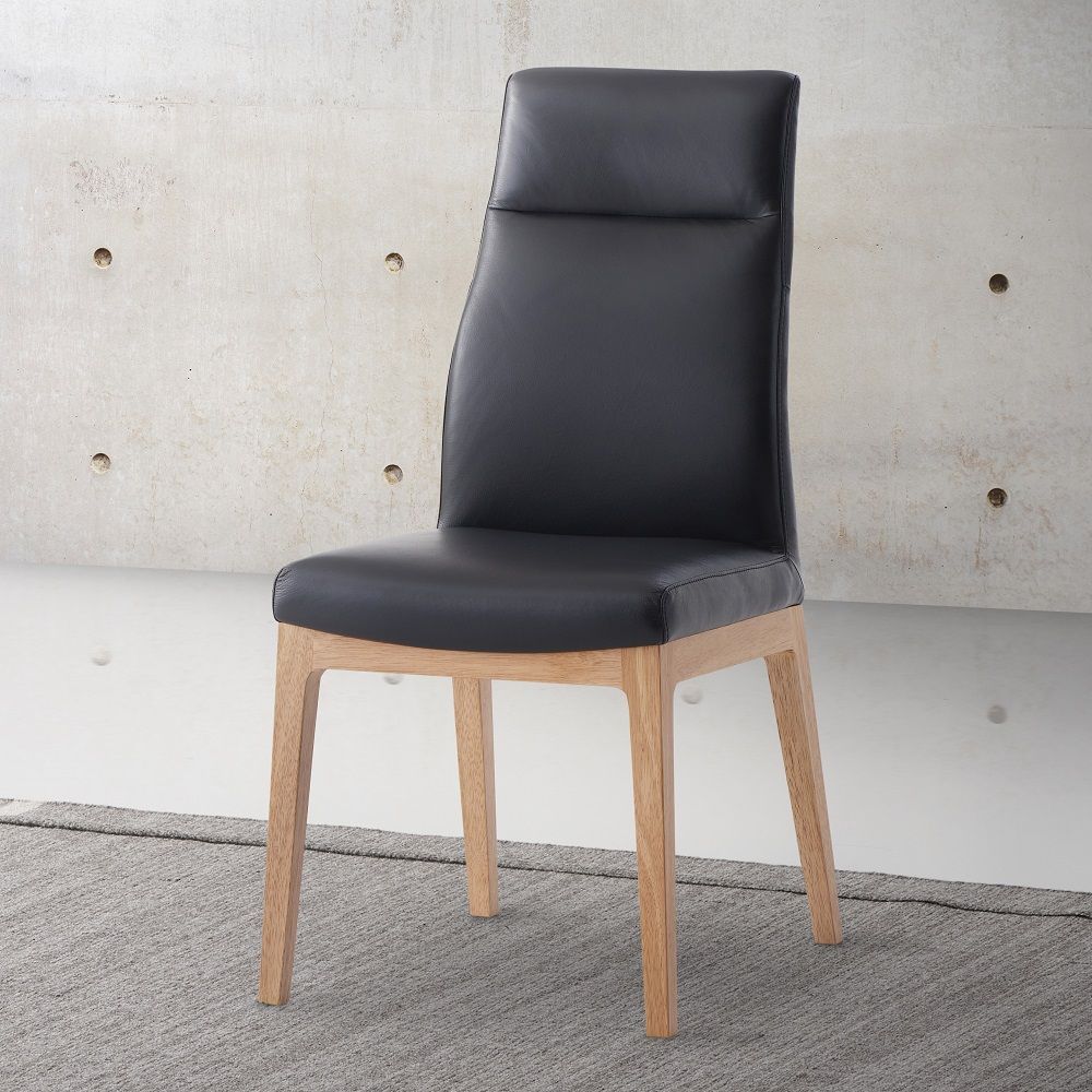 Raquan - Side Chair (Set of 2) - Black Leather & Walnut