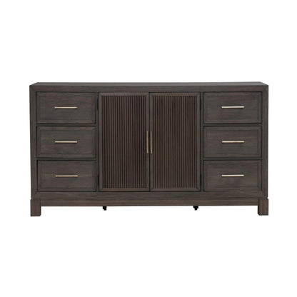 Modern Edge - 2 Door 6 Drawer Dresser - Brown