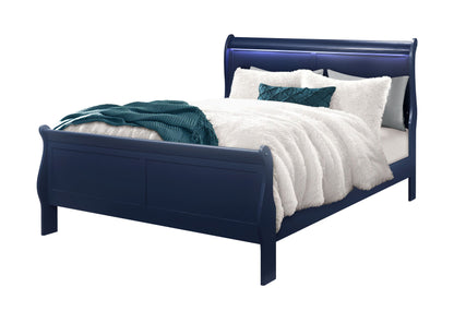 Charlie - 5 Piece Full Bedroom Set With LED - Blue