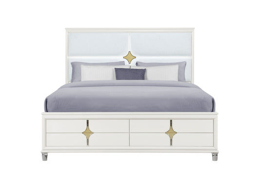 Orion - King Bed - White / Gold