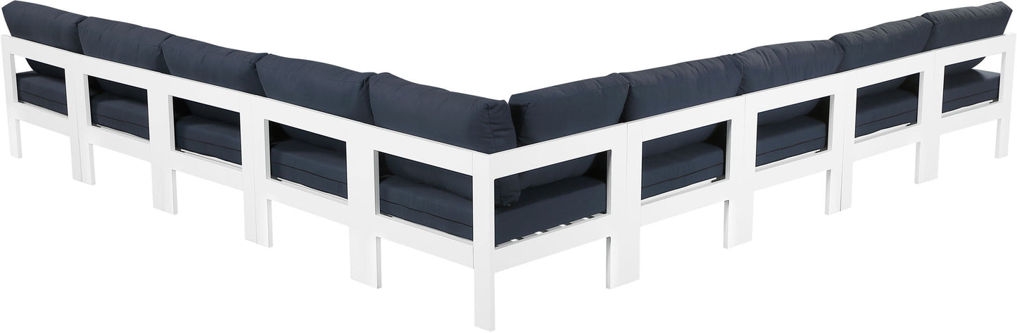 Nizuc - Outdoor Patio 9 Piece Modular Sectional With White Frame