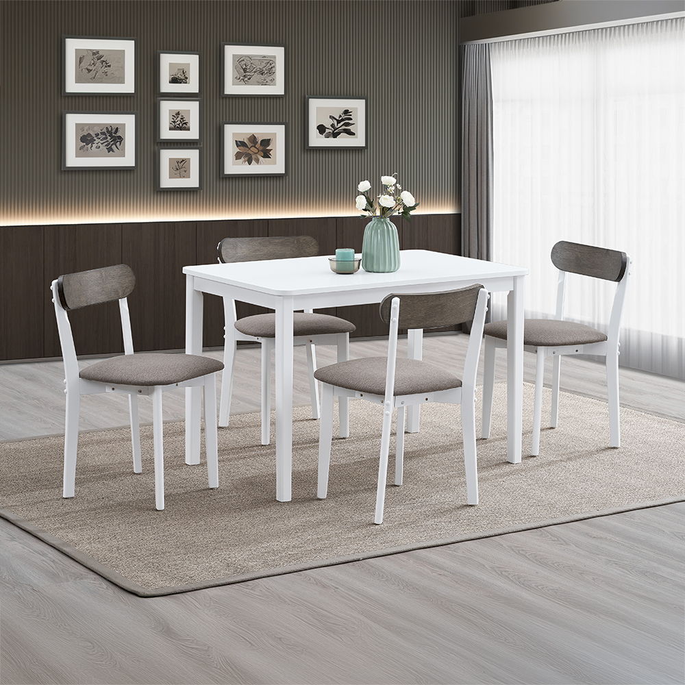 Fidelity - 5 Piece Pack Dining Set - White & Gray Finish