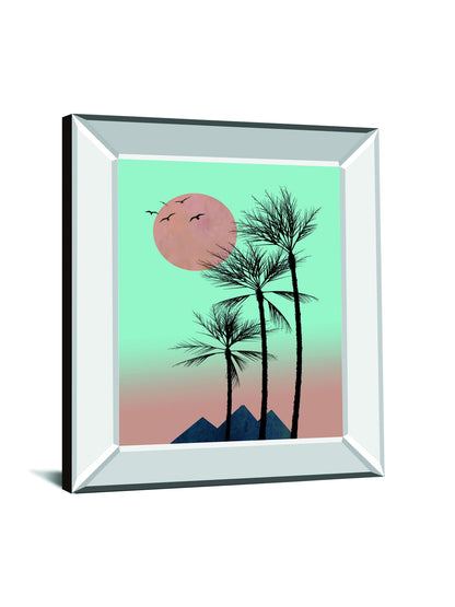 Passion In The Tropics I By Hal Halli - Mirror Framed Print Wall Art - Light Blue